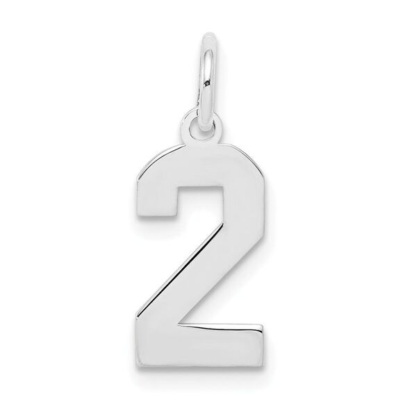 Sterling Silver, Athletic Collection, Small Polished Number 2 Pendant - Picture 1 of 5